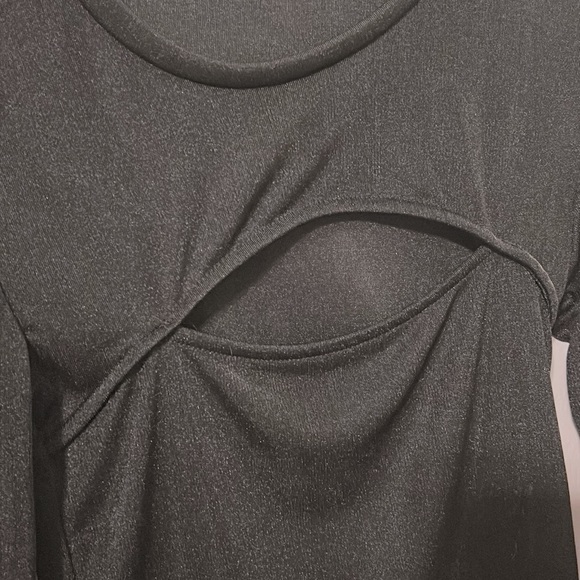 Black cutout Long sleeve Top slightly sheer PARTY TOP - Picture 3 of 3